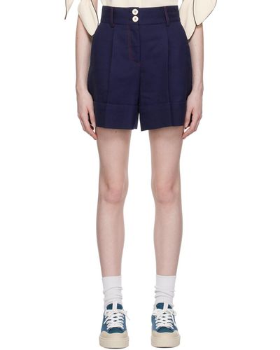 See By Chloé Navy Cuffed Shorts - Blue