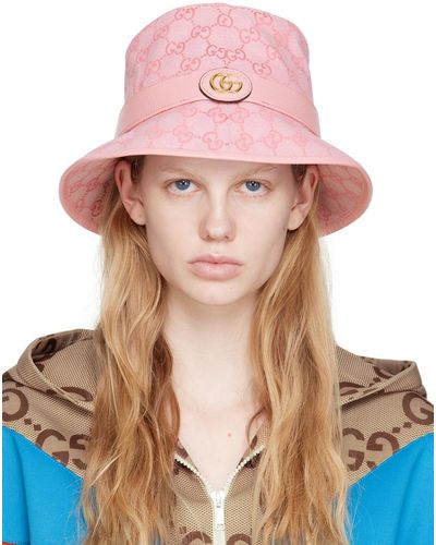 Gucci GGキャンバス バケットハット, ピンク, GGキャンバス