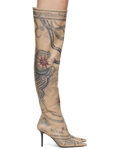 Jimmy Choo / Jean Paul Gaultier Over-the-knee Boots - Natural