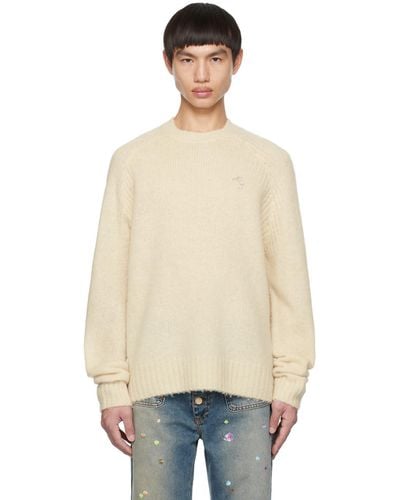 Acne Studios Beige Embroidered Sweater - Natural