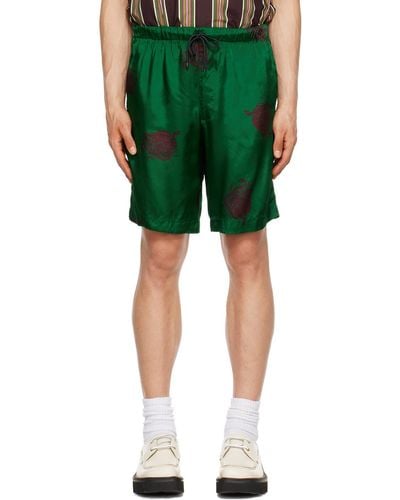 Dries Van Noten Green Printed Shorts