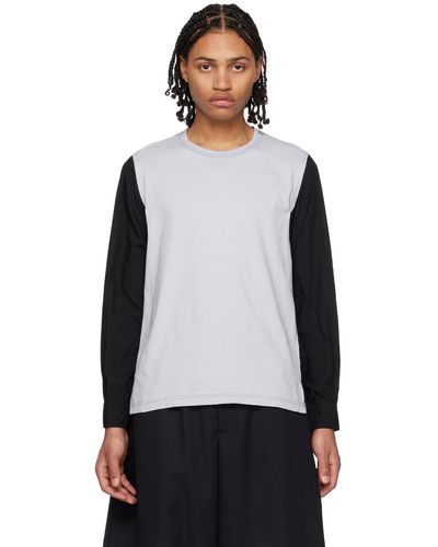 COMME DES GARÇON BLACK Grey & Black Panelled Long Sleeve T-shirt