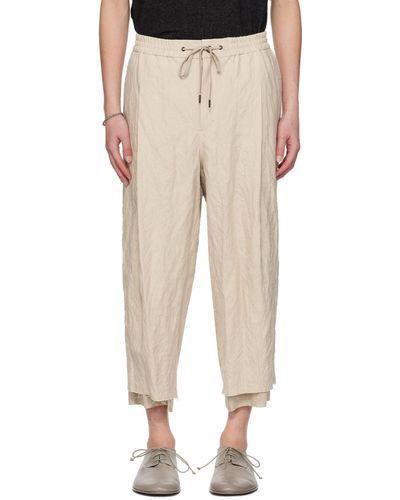 DEVOA Off- Cropped Trousers - Natural