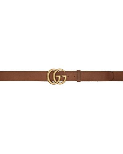 Gucci Brown Leather Double G Belt - Black