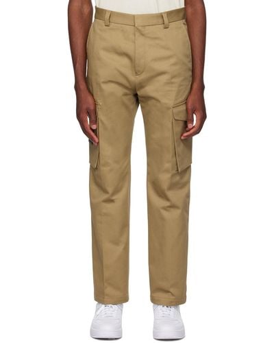 HUGO Brown Zip Cargo Trousers - Natural