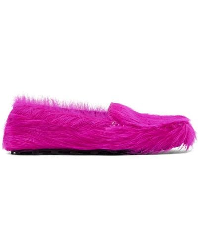 Marni Calf-Hair Moc Loafers - Purple