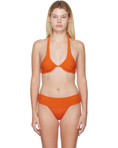 Fleur du Mal Haut de bikini à smocks - Orange