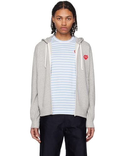 COMME DES GARÇONS PLAY Comme Des Garçons Play Gray Invader Edition Heart Hoodie - White