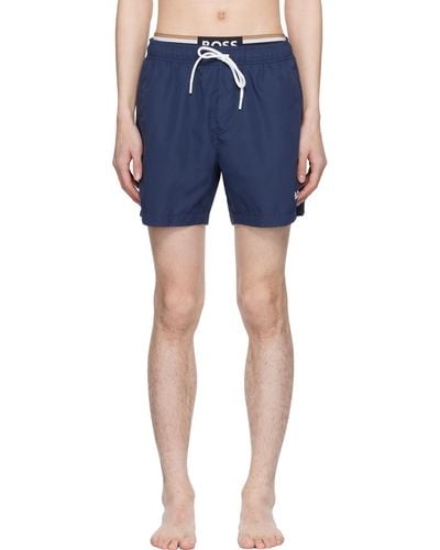BOSS Printed Swim Shorts - Blue