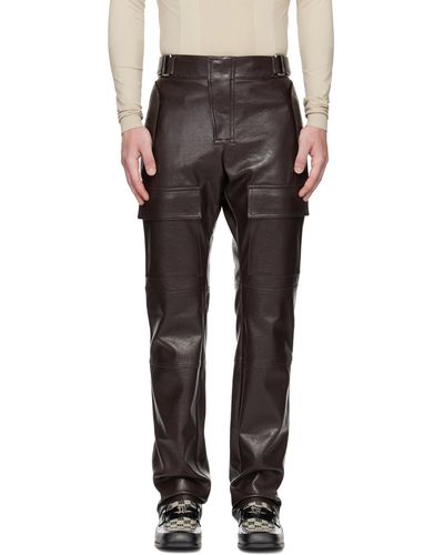 MISBHV Brown Moto Faux-leather Cargo Trousers - Black