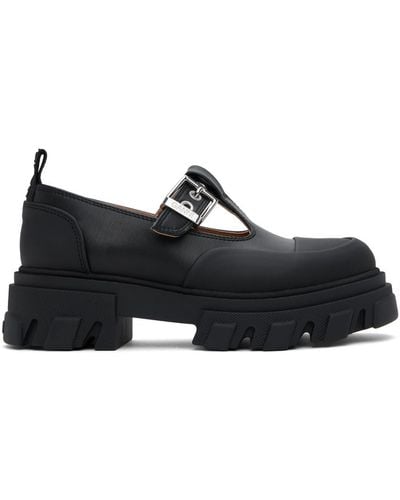 Ganni Cleated Mary Jane Loafers - Black