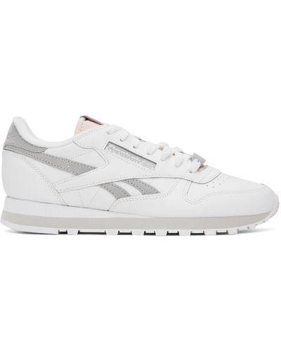 Reebok White & Grey Classic Leather Trainers - Black