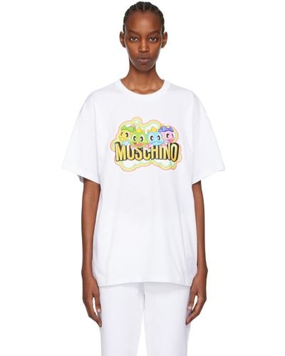 Moschino T-shirt puzzle bobble blanc - Multicolore