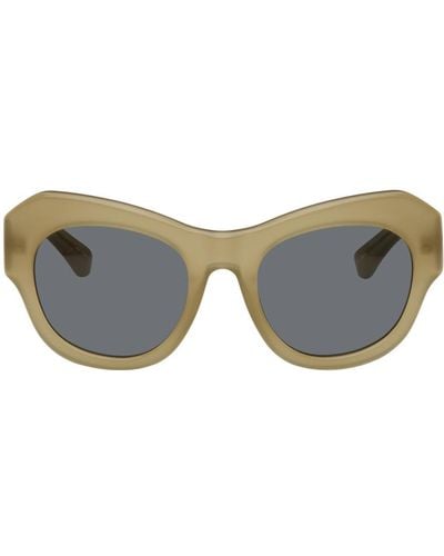 Dries Van Noten Tan Linda Farrow Edition Cat-eye Sunglasses - Grey