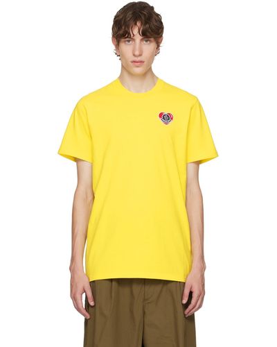 Moncler T-shirt jaune à écusson à logo brodé