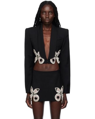 Area Embroidered Butterfly Blazer - Black