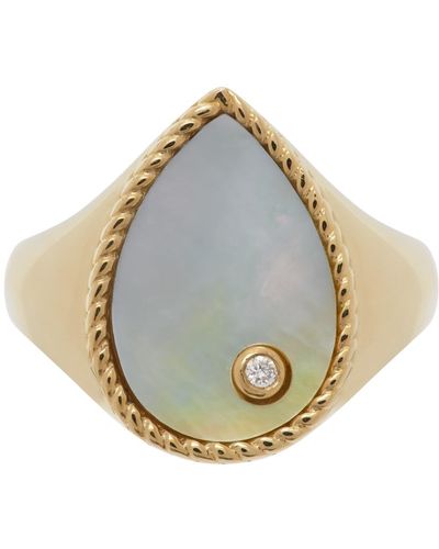 Yvonne Léon Gold Mother-of-pearl Pear Signet Ring - Metallic