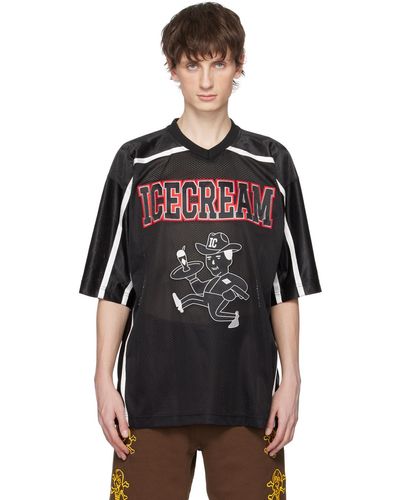 ICECREAM T-shirt de football noir en filet de style maillot