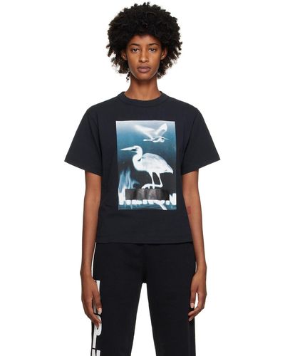 Heron Preston T-shirt noir à image à logo - Bleu
