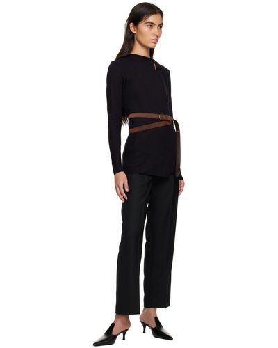 Slim trouser leather belt black – Totême