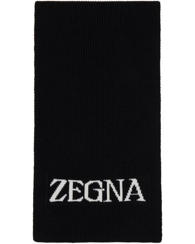 Zegna Écharpe noire à logo