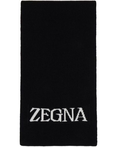 Zegna Black Logo Scarf