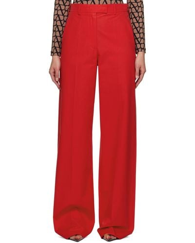 Valentino Creased Trousers - Red