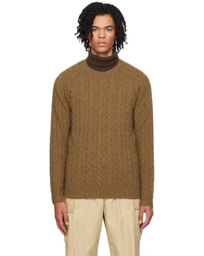Beams Plus Crewneck Sweater - Brown