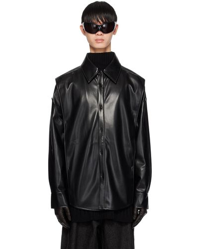 Chen Peng Laye Faux-leather Shirt - Black