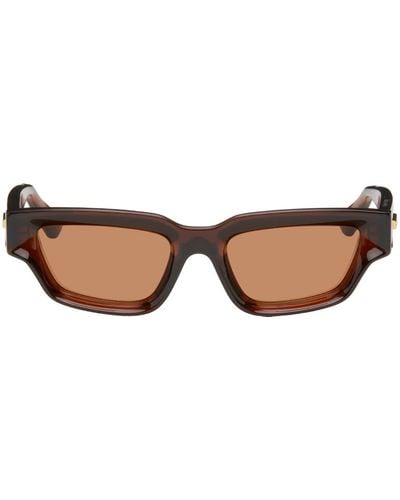 Bottega Veneta Brown Sharp Square Sunglasses - Black