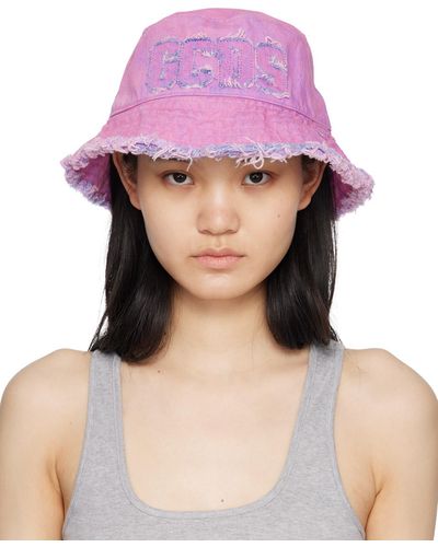 Gcds Pink Distressed Bucket Hat