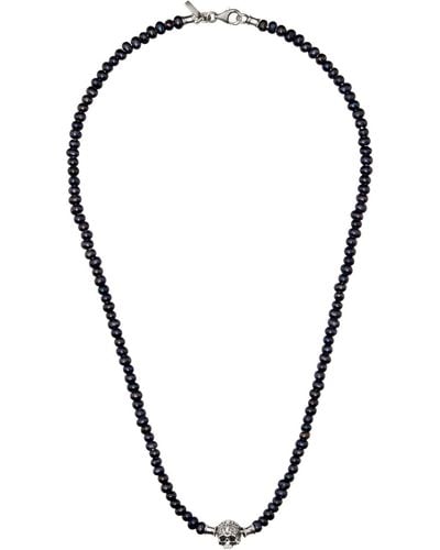 Emanuele Bicocchi Ssense Exclusive Pearl Arabesque Skull Necklace - Black