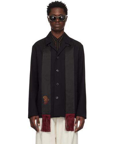 Dries Van Noten Blouson noir à revers tailleur