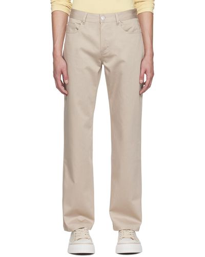 Ami Paris Straight Fit Trousers - Natural