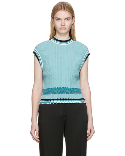 Victoria Beckham Blue Rib Sweater - Multicolor