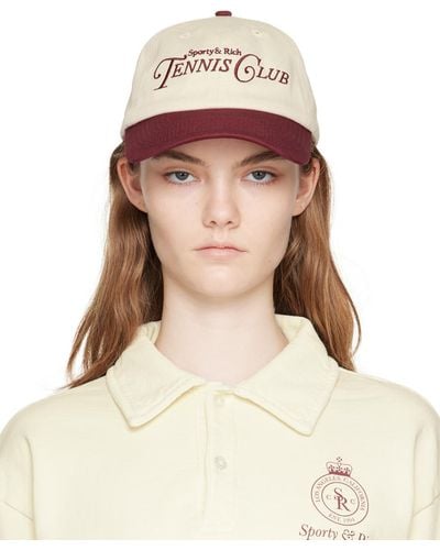 Sporty & Rich Sportyrich casquette de tennis blanc cassé et rouge à logo rizzoli - Neutre