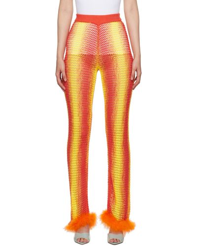 Sinead Gorey Pantalon jaune et en tricot à mailles ouvertes - Orange