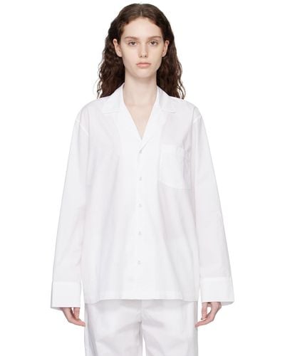 Skims White Poplin Sleep Cotton Button Up Shirt