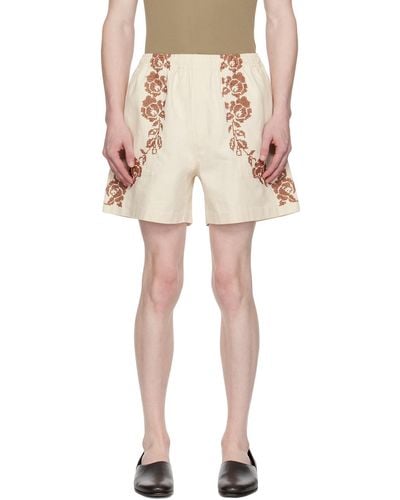 Bode Off-white Rose Garland Shorts - Natural