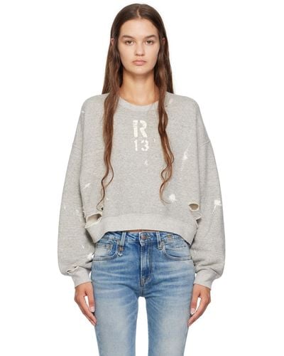 R13 Ssense Exclusive Grey Cropped Jumper - Blue