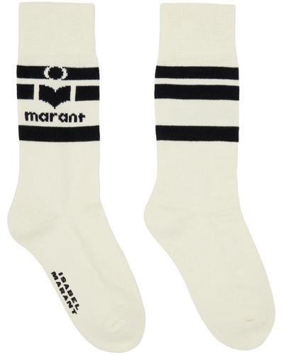 Isabel Marant Off-white Viby Logo Socks - Black