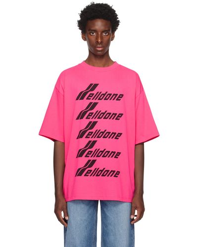 we11done T-shirt rose à logos imprimés