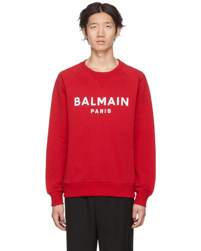 Balmain Cotton Sweatshirt With Logo - Red
