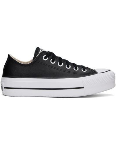 Converse Chuck Taylor All Star Leather Platform Low Top Sneakers - Black