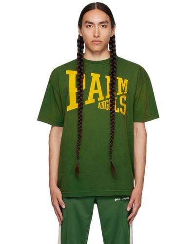 Palm Angels T-shirt de style collégial vert