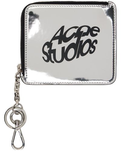 Acne Studios Portefeuille argenté en cuir synthétique - Gris