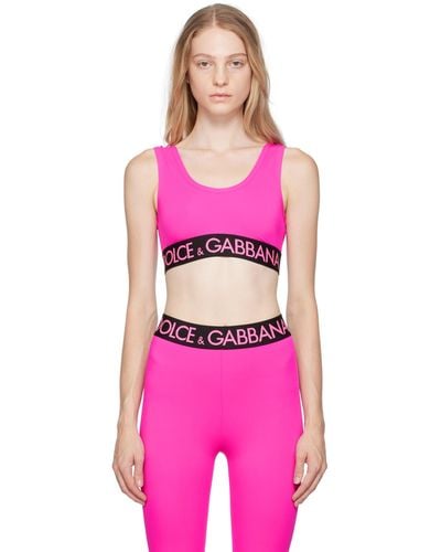 Dolce & Gabbana Logo-waistband Sports Bra - Pink