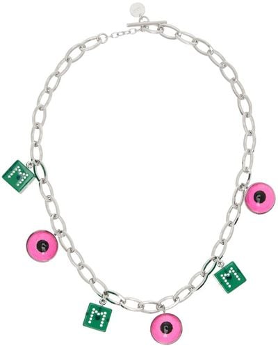 Marni Silver Eye & Dice Charm Necklace - Green