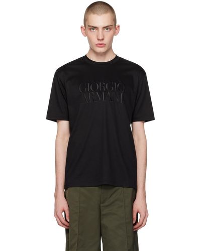 Giorgio Armani T-shirt noir à logo brodé