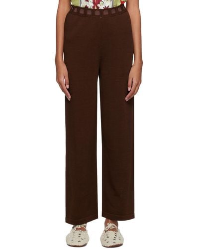 Bode Pantalon johnny brun en tricot - Marron